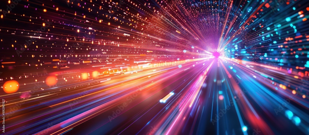 Naklejka premium Abstract Light Streaks in a Colorful Tunnel