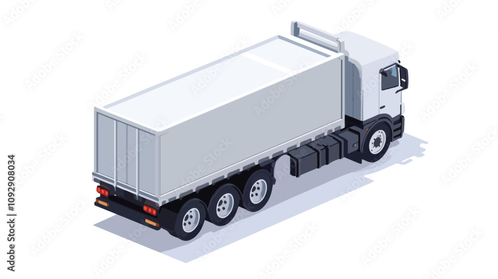 Isometric Truck Icon: Rear View of Freight Truck for Transportation and Logistics Concepts Isometric Truck Icon: Rear View of Freight Truck for Transportation and Logistics Concepts
