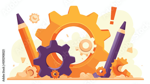 Broken Cog Wheel Icon Representing Issue Error in Vector Format