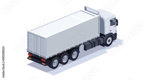 Isometric Truck Icon: Rear View of Freight Truck for Transportation and Logistics Concepts
