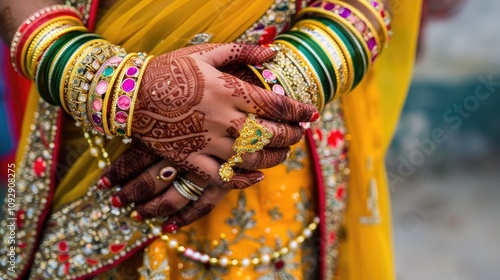 Indian bride hands wedding bracelets