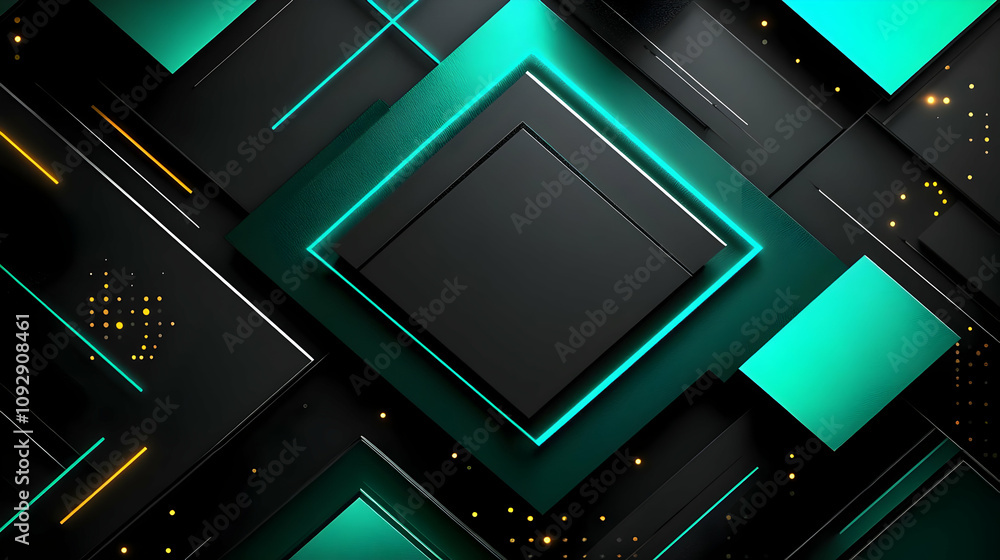Abstract Teal & Black Geometric Shapes Design Neon Lights Background Abstract Teal & Black Geometric Shapes Design Neon Lights Background