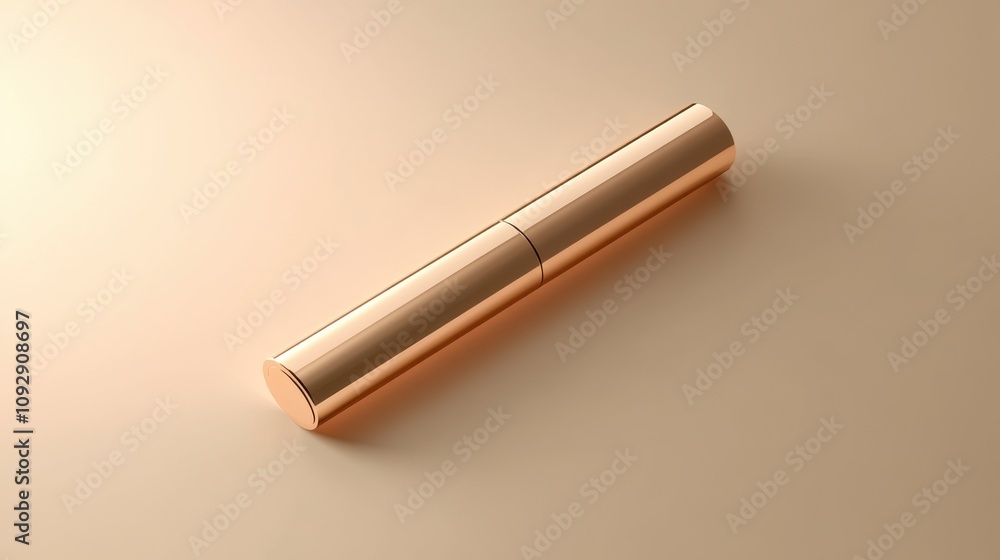 Elegant and Modern Gold Mascara Tube on a Soft Beige Background, Perfect for Beauty Branding or Makeup Collection Concepts in Fashion Photography Elegant and Modern Gold Mascara Tube on a Soft Beige Background, Perfect for Beauty Branding or Makeup Collection Concepts in Fashion Photography