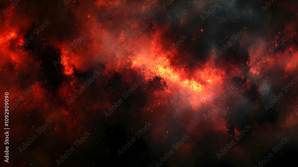 Fototapeta premium Fiery Nebula: Cosmic Dust & Gas Explodes Brightly in Space