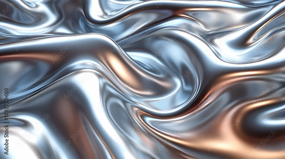 Fluid Metal: Abstract Silver Waves Flow Seamlessly Fluid Metal: Abstract Silver Waves Flow Seamlessly