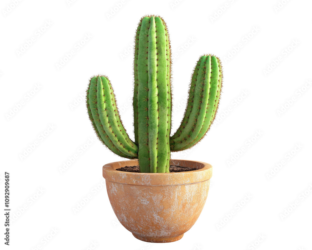 tall green cactus in rustic terracotta pot, showcasing its unique shape and texture, perfect for home decor or gardening enthusiasts tall green cactus in rustic terracotta pot, showcasing its unique shape and texture, perfect for home decor or gardening enthusiasts