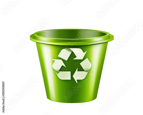 green recycling bin with recycle symbol, promoting eco friendly practices and sustainability