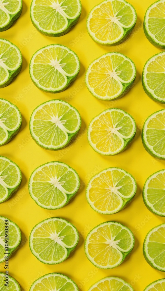 Fototapeta premium Lime-patterned seamless design on a vibrant background