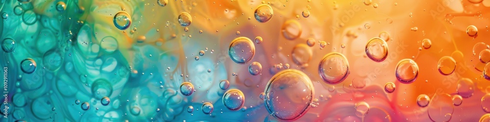 Colorful Abstract Art with Dripping Paint and Bubbles Colorful Abstract Art with Dripping Paint and Bubbles