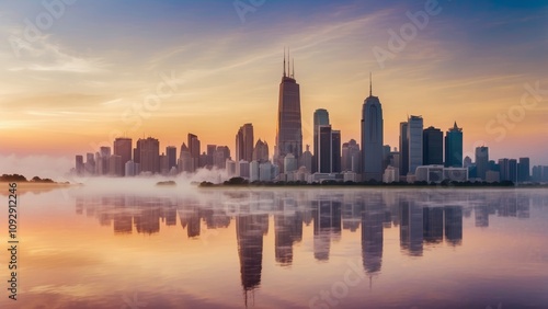 Wallpaper Mural morning mist fog in the city Torontodigital.ca