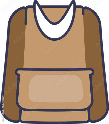 Illustration of a brown backpack with a front pocket, symbolizing travel and adventure.
