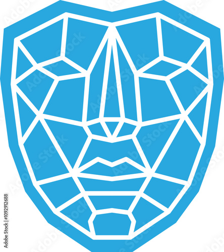 Geometric face outline symbolizing biometric facial recognition technology.
