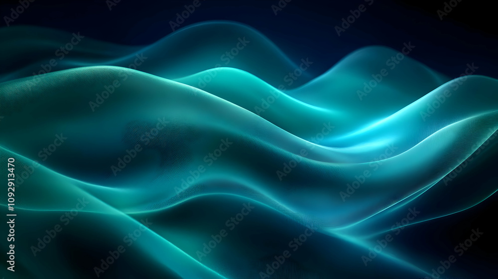 Obraz premium Fluid Teal Waves: Abstract Motion Graphics Background
