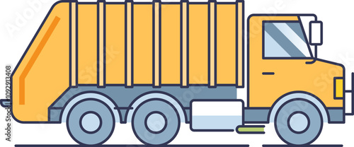 Illustration of a classic garbage truck symbolizing waste management.