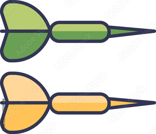 Two colorful darts symbolize precision and focus in the game.