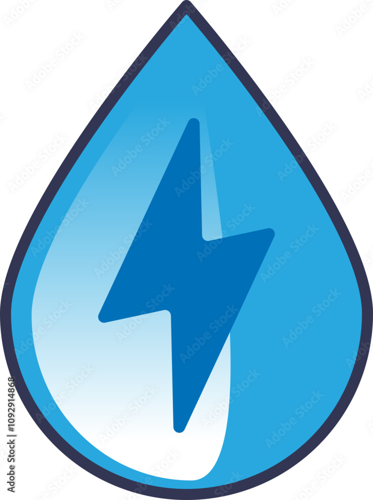 Blue water drop with a lightning bolt symbolizes electrolyte energy. Blue water drop with a lightning bolt symbolizes electrolyte energy.
