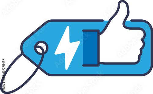 A tag with a lightning bolt and thumbs up, symbolizing positive EV incentives.