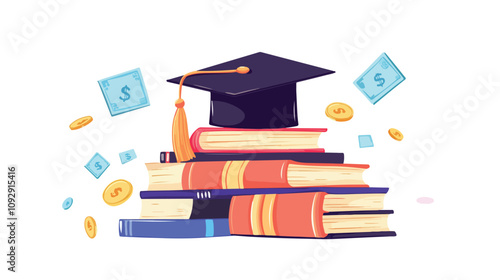 Expensive Education and Graduation Costs Concept on White Background