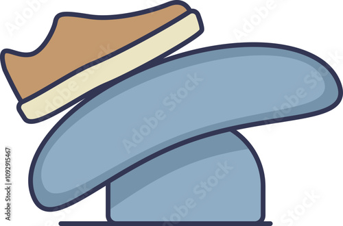 Illustration of a shoe on a footrest, symbolizing comfort and support.