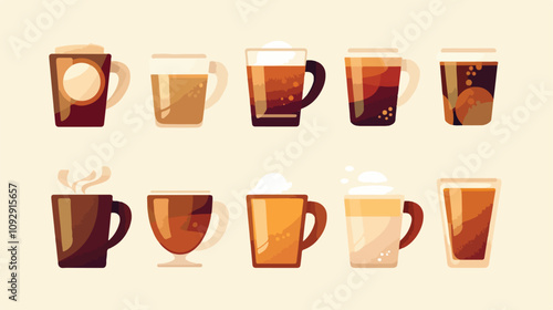 Elegant Coffee Mug Shop Logo Icon Vector Design with Glass and P Elements
