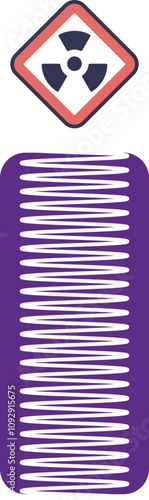 Radiation symbol above a purple wave pattern, symbolizing gamma rays.