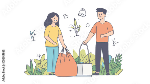 Happy Family Cleaning Together Outdoors. Couple Working in Backyard. Quality Family Time Concept.