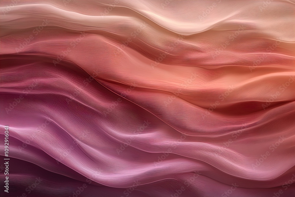Fototapeta premium Colorful flowing waves of fabric create a soft and tranquil visual texture in warm tones
