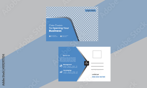 Business post card design with an author photo place modern and minimal layout.