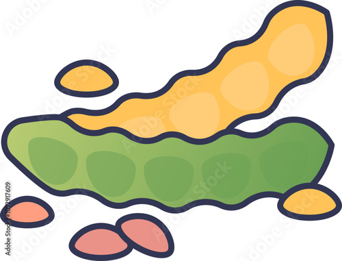 Illustration of lentil pods and seeds, symbolizing growth and nutrition.