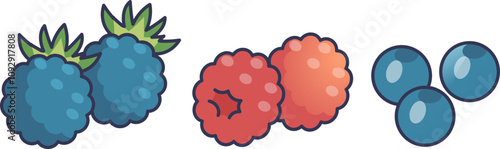 Illustration of blackberries, raspberries, and blueberries symbolizing low-carb berry options.