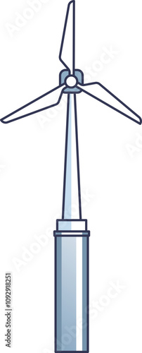 Illustration of an offshore monopile wind turbine, symbolizing renewable energy.
