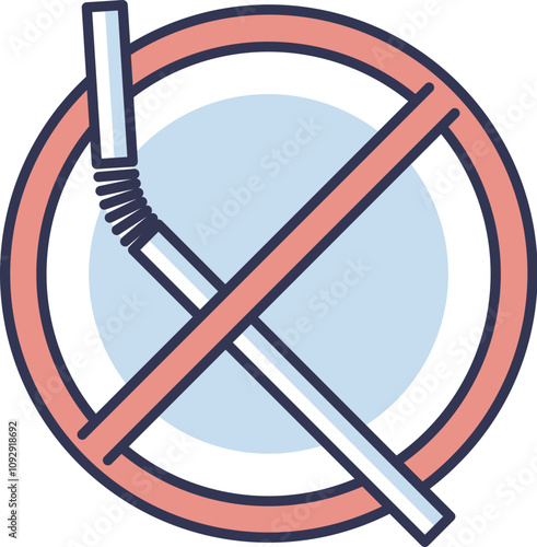 A plastic straw crossed out by a red prohibition symbol, representing a ban on plastic straws.