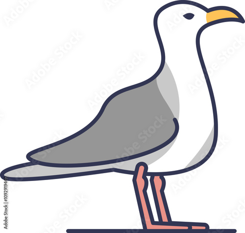 Illustration of a seagull, symbolizing freedom and coastal life.
