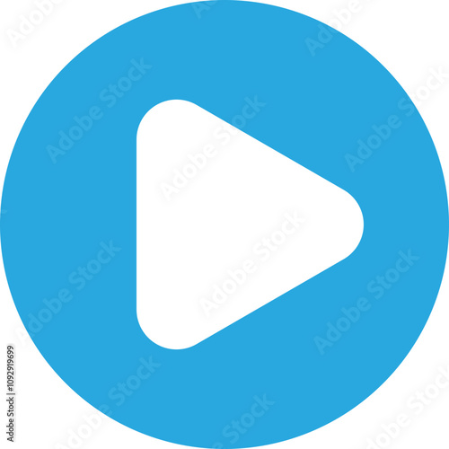 Blue play button symbolizing video start or media playback.