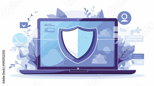 Secure Online Protection Shield on Computer Laptop