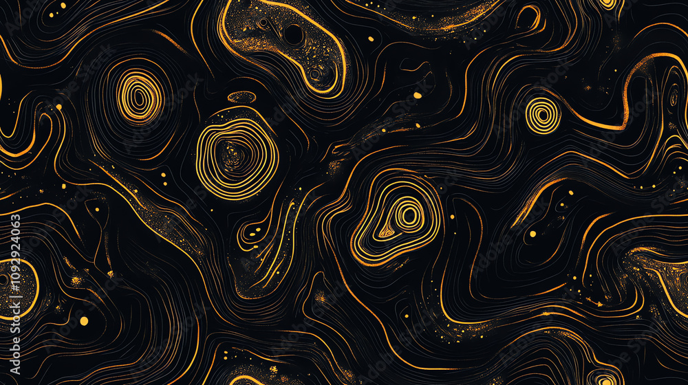 Night cosmos seamless pattern, golden abstract space design Night cosmos seamless pattern, golden abstract space design