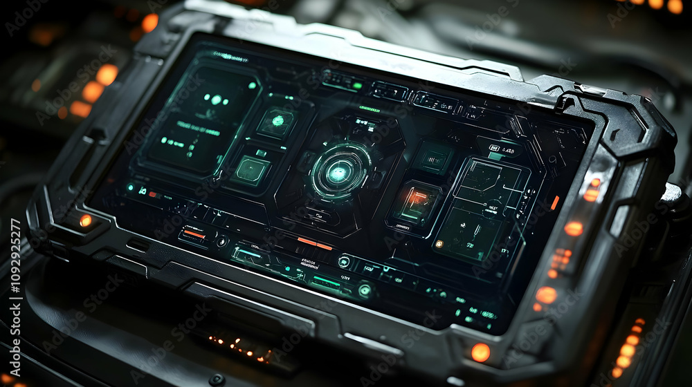 Futuristic Tech Interface: Digital Gadget Design with Sci-Fi Elements Futuristic Tech Interface: Digital Gadget Design with Sci-Fi Elements