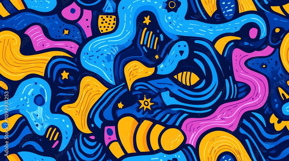 Playful waves seamless pattern in bright colors Playful waves seamless pattern in bright colors