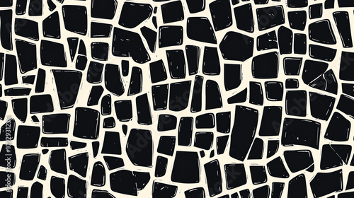 Black and white mosaic seamless pattern