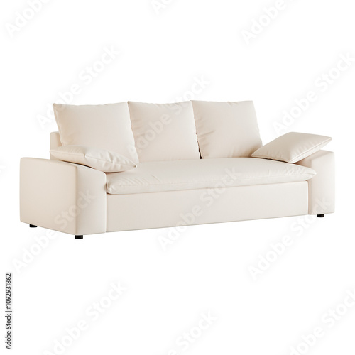 Bild auf Leinwand A white couch with pillows on it