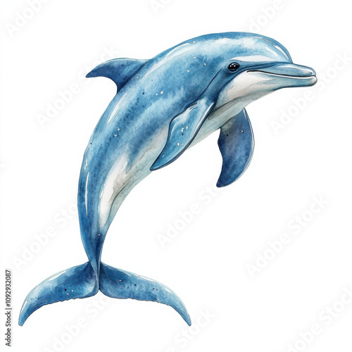 Watercolor illustration of dolphin, showcasing its graceful form photo