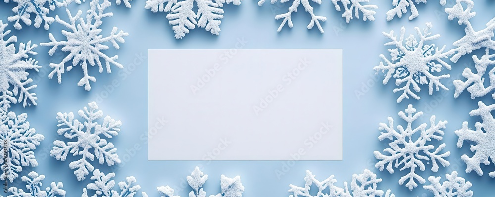 Snowflake pattern wallpaper with blank central area, ideal for winter themes, seasonal template, cool and crisp Snowflake pattern wallpaper with blank central area, ideal for winter themes, seasonal template, cool and crisp