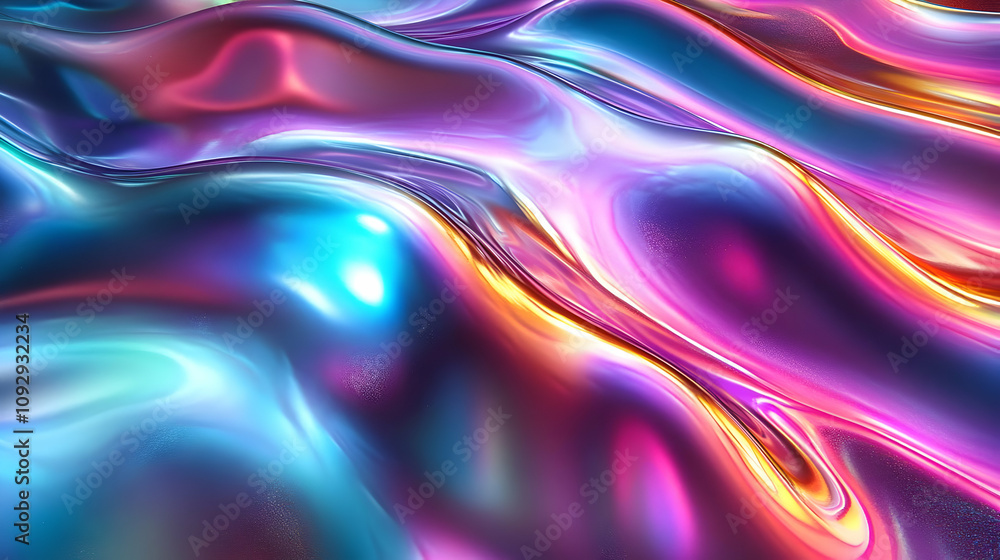 Vibrant Iridescent Liquid Flows, Shimmering Abstract Art Vibrant Iridescent Liquid Flows, Shimmering Abstract Art