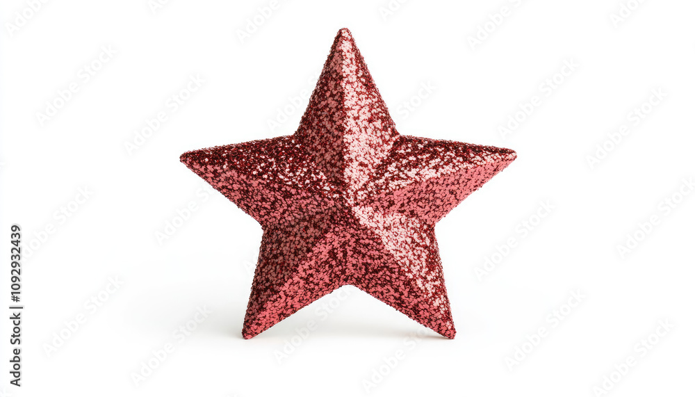 A shining red star decoration symbolizes celebration and festive occasions isolated on white background. A shining red star decoration symbolizes celebration and festive occasions isolated on white background.