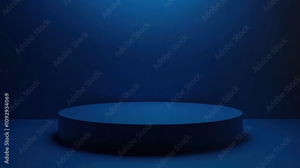 Mysterious Blue Cylindrical Platform in a Dark Room Mysterious Blue Cylindrical Platform in a Dark Room