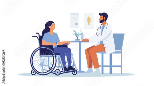 Medical Consultation with Disabled Patient - Healthcare Professional Supporting Handicapped Man