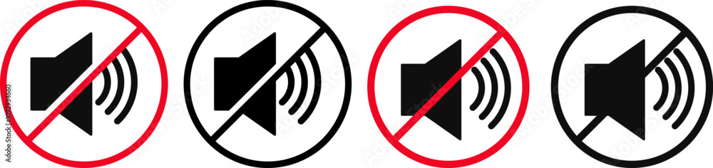 Set of no sound, No speaker icon. Sound Icons. speaker mute icon sign. Volume Off symbol. Silent mode icons
Set of no sound, No speaker icon. Sound Icons. speaker mute icon sign. Volume Off symbol. Silent mode icons