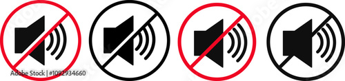 Set of no sound, No speaker icon. Sound Icons. speaker mute icon sign. Volume Off symbol. Silent mode icons
