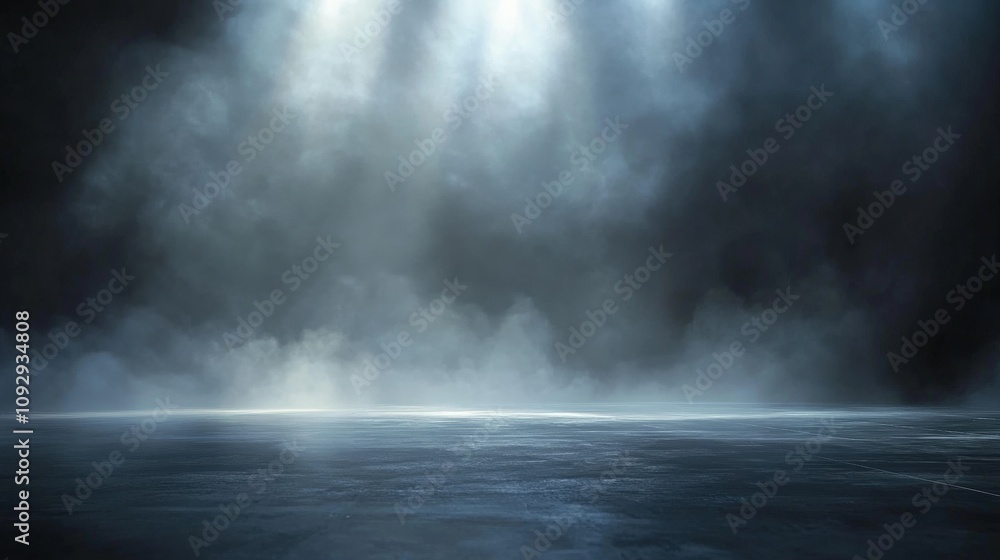 A dark room with a concrete floor and a spotlight. Suitable for dramatic or mysterious themed designs, theater and event promotion, and creative storytelling visuals. empty dark blue room A dark room with a concrete floor and a spotlight. Suitable for dramatic or mysterious themed designs, theater and event promotion, and creative storytelling visuals. empty dark blue room