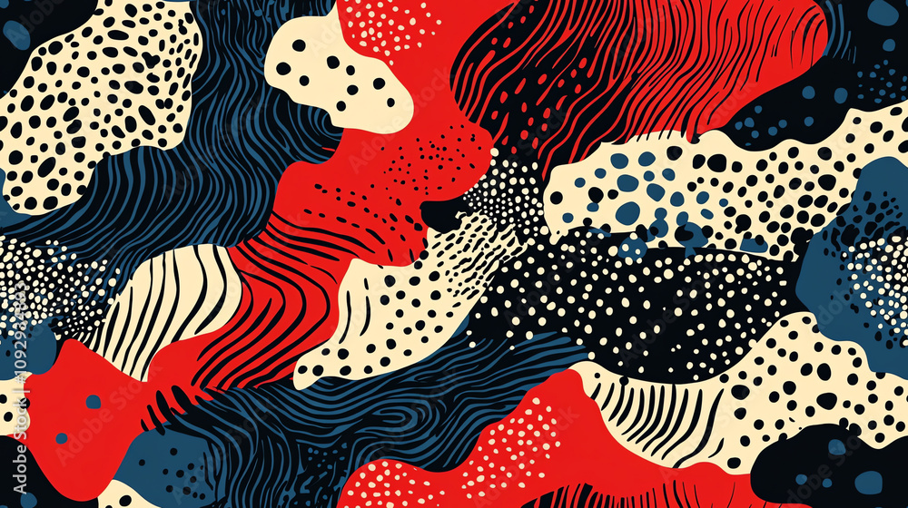 Obraz premium Abstract waves seamless pattern with textured elements